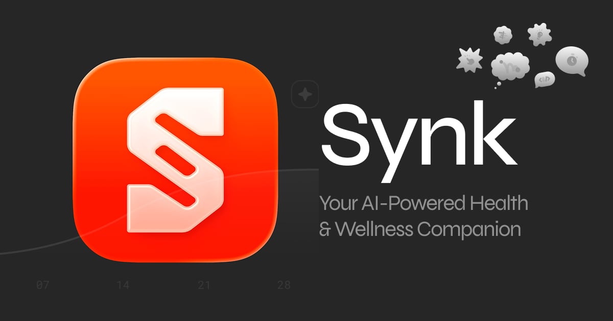 Synk AI app icon and product positioning for a local-first health operating system