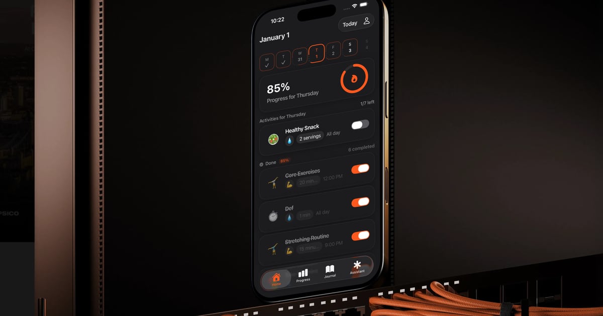 Synk AI dark mode daily dashboard for an adaptive private wellness routine